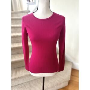 NWT Dunedin Hot Pink "Fuschia" Merino Wool Long Sleeve Crewneck Sweater